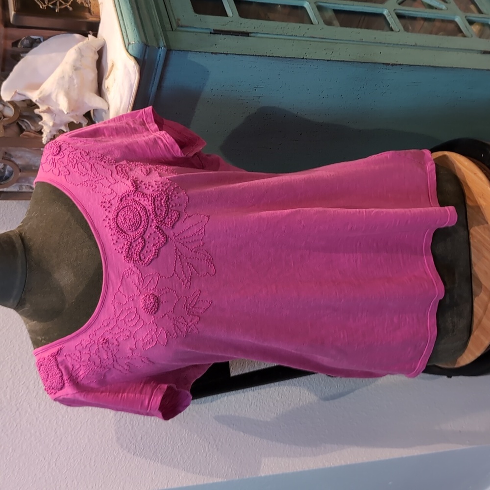 Coldwater Creek Pink Embroidered T Shirt